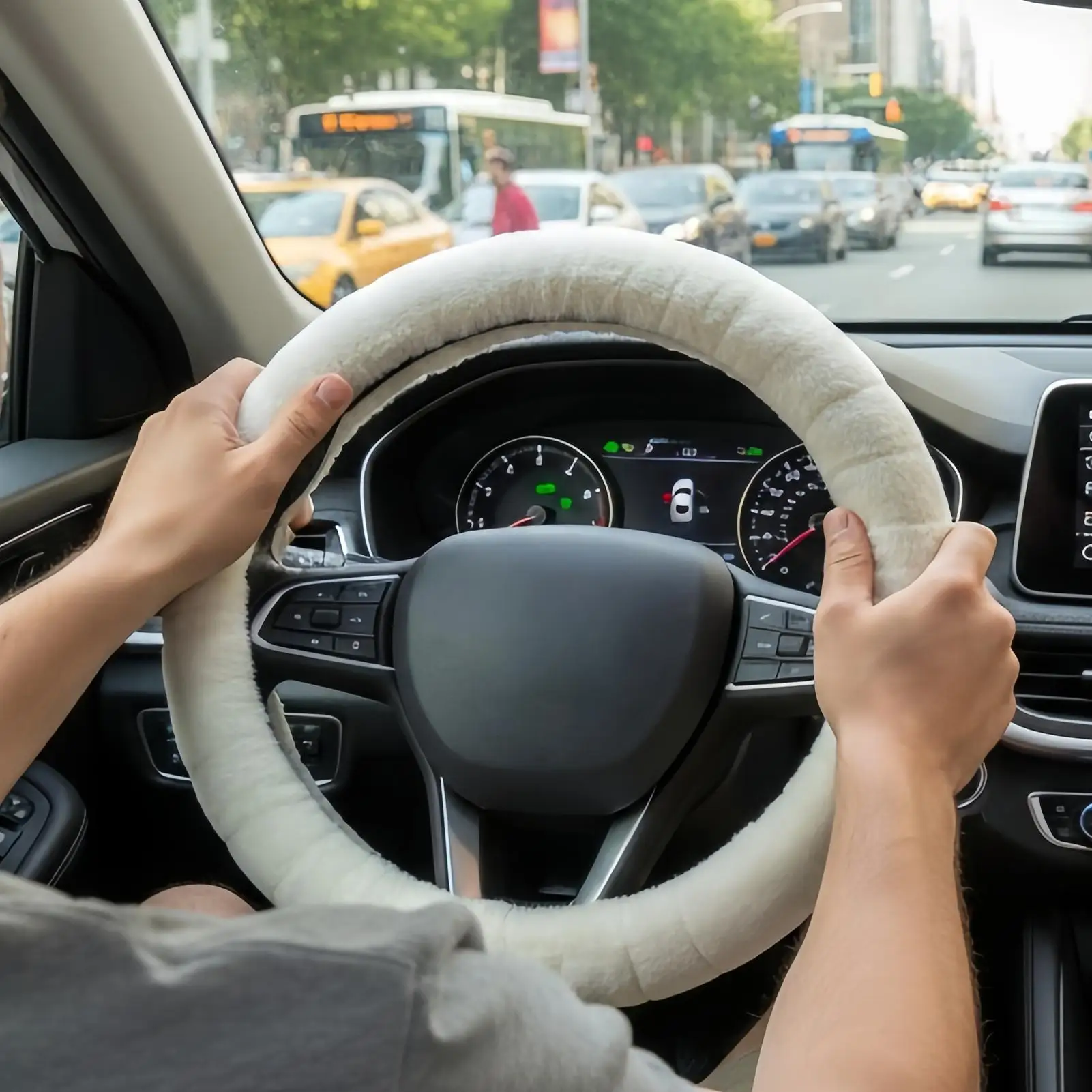 

36 см чехол на руль автомобиля, зимний утолщенный противоскользящий теплый бархатный чехол на руль для прицепа, грузовика, седана, пикапа