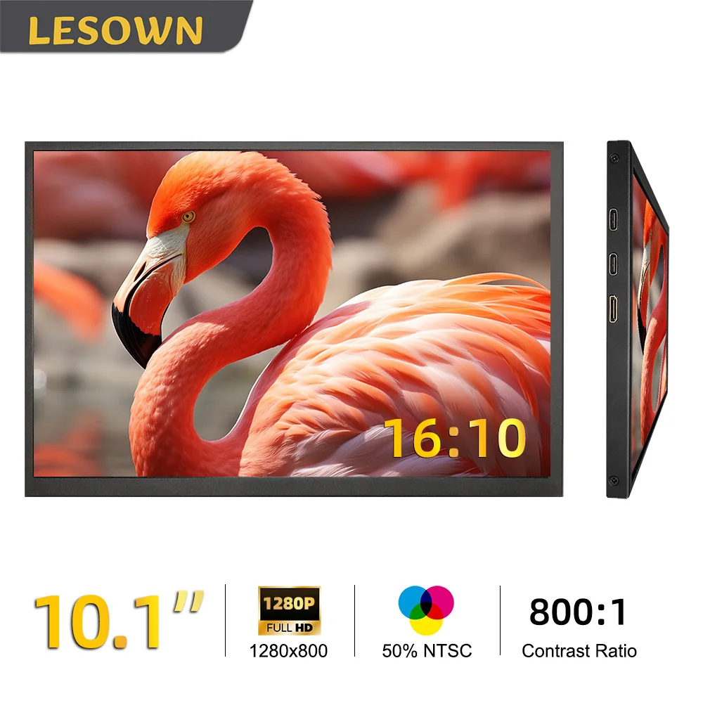 

LESOWN 10.1 Inch Portable Mini Display 1280x800 IPS LCD Monitor USB‐C External Screen Auxiliary Monitor for PC Driver-Free Setup