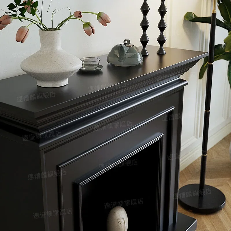 French simulation flame retro black fireplace decorative cabinet homestay entrance home living room entrance cabinet live broadc