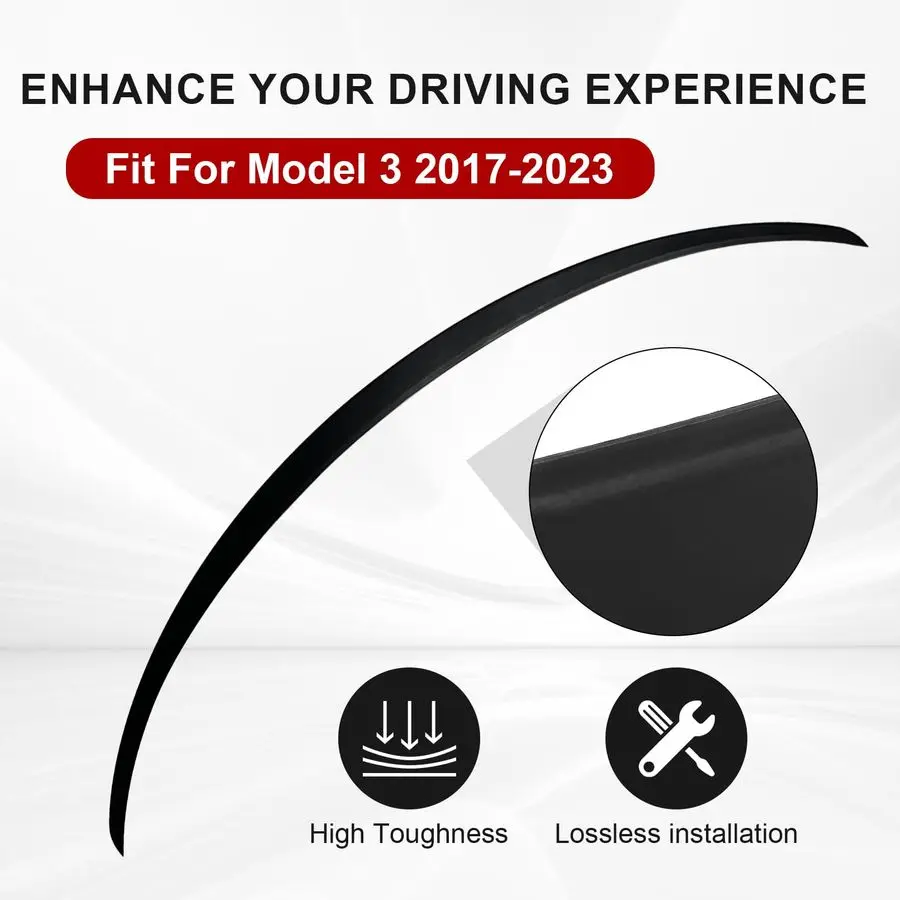 مناسب لـ Tesla Model 3 20172023، ترقية مادة ABS جناح سبويلر خلفي OEM شفة صندوق السيارة الخلفي، ملحقات موديل 3 أسود غير لامع #5