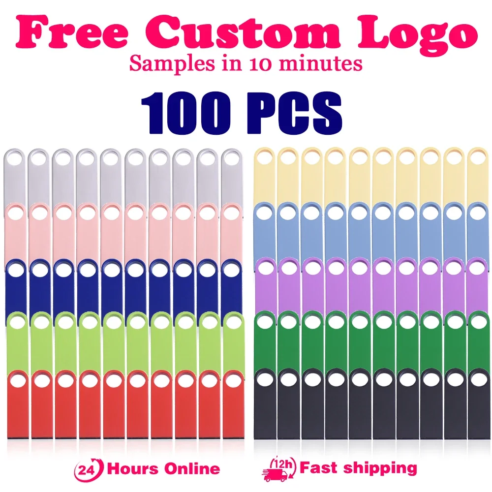 

JASTER 100 PCS LOTE USB Flash Drive 128GB Free Custom Logo Pen Drive 64GB Mini Metal Memory Stick 32GB Red Storage Devices 16GB