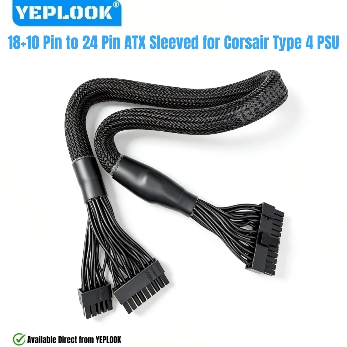 

Type 4 24Pin Sleeved Net, 18+10Pin to 24Pin Motherboar Main Power Cable for Corsair SF750, SF600, SF450, SF Type 4 Modular Power