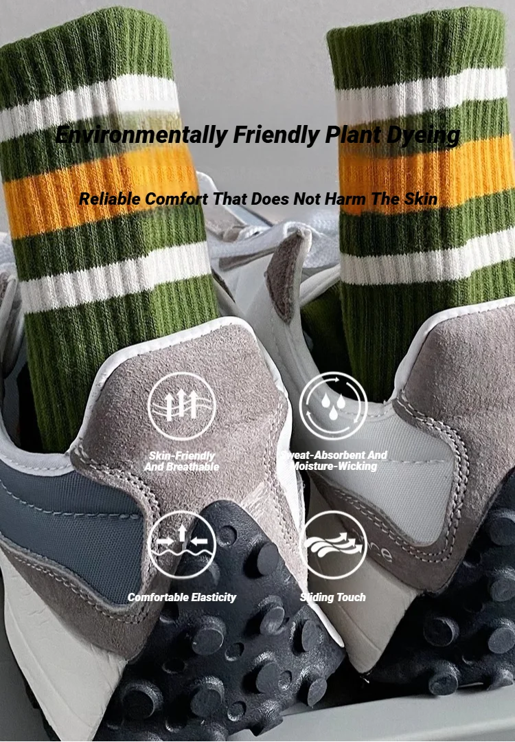 5 Paar bunt gestreifte Freizeitsocken für Herren, modische, schweißabsorbierende und atmungsaktive Sportsocken, geeignet für alle Jahreszeiten, weich – Detail 2