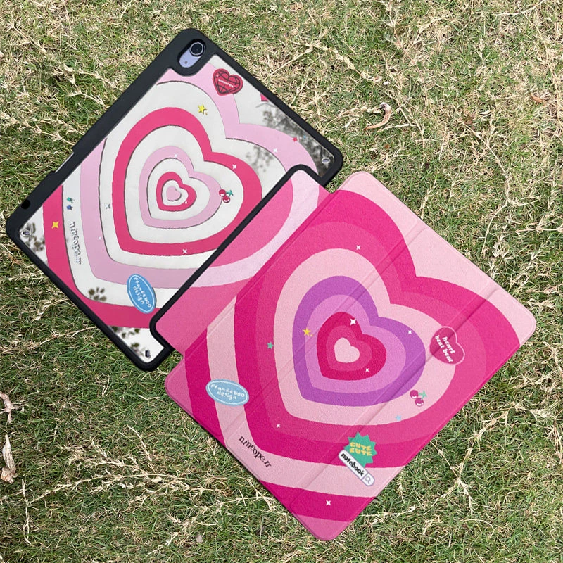 Pink Rainbow Concentric Love Tri-Fold Mirror Cover For iPad Pro 13 11th M5 M4 12.9 A16 7 9th 10th Air 11 M2 M3 Mini Tablet Case