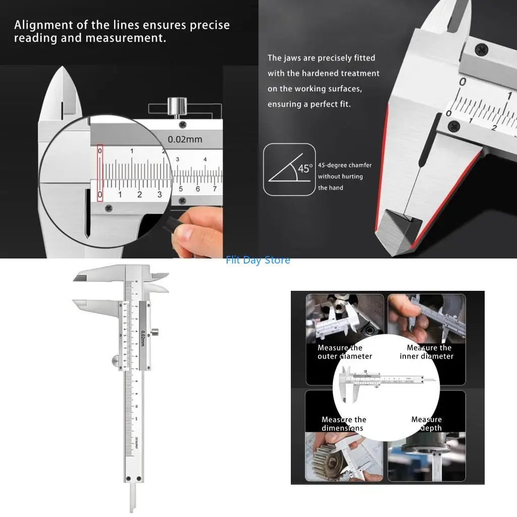 F92C Stainless Caliper for Jewelry Gemstones 0-100mm Vernier Caliper High Accuracy