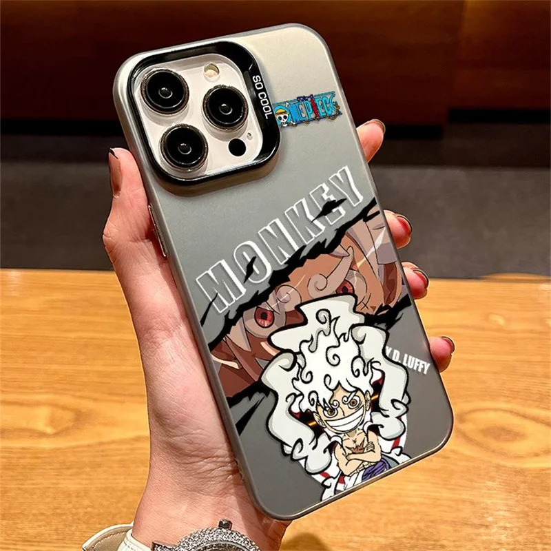 Japan One Piece Phone Case for iPhone 11 12 13 14 15 16 17 Pro Max Plus Air Anime Fifth Gear Luffy Bare-chested Shockproof Cover