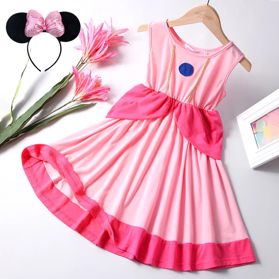 

Cute Princess Summer Girl Dress Pink Sleeveless Casual Dress Children Girl Birthday Party Cotton Sundress Children's Clothing