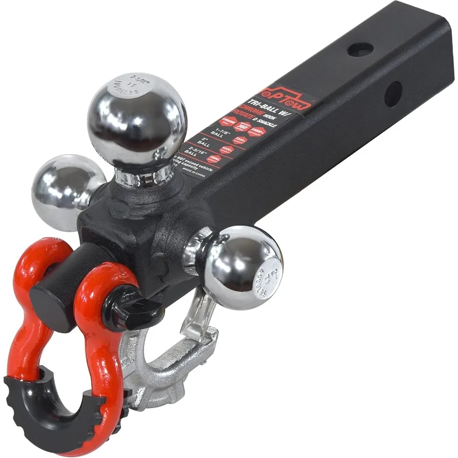 

Trailer Hitch TriBall Hitch Mount with Chrome 17 8in 2in 25 16in Tow Balls 3 4in Tow Shackle and Tow Hook for 2inch Trailer Hit