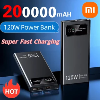 샤오미 200000mAh 보조배터리 120W 초고속 충전기, 대용량 모바일 전원, 휴대용 외장 배터리, 아이폰, 삼성용, 신제품 