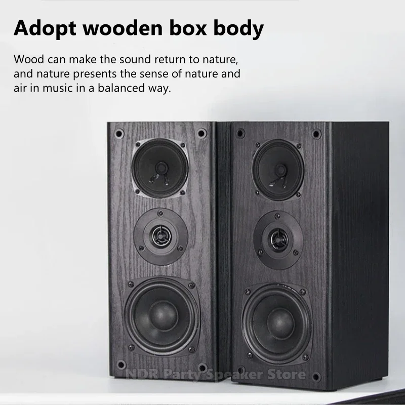 60W High Power Wooden 2.0 Passive Speaker 1.5 Inch Tweeter 4 Inch Woofer Speaker Bookshelf Hifi Speaker for TV PC Computer