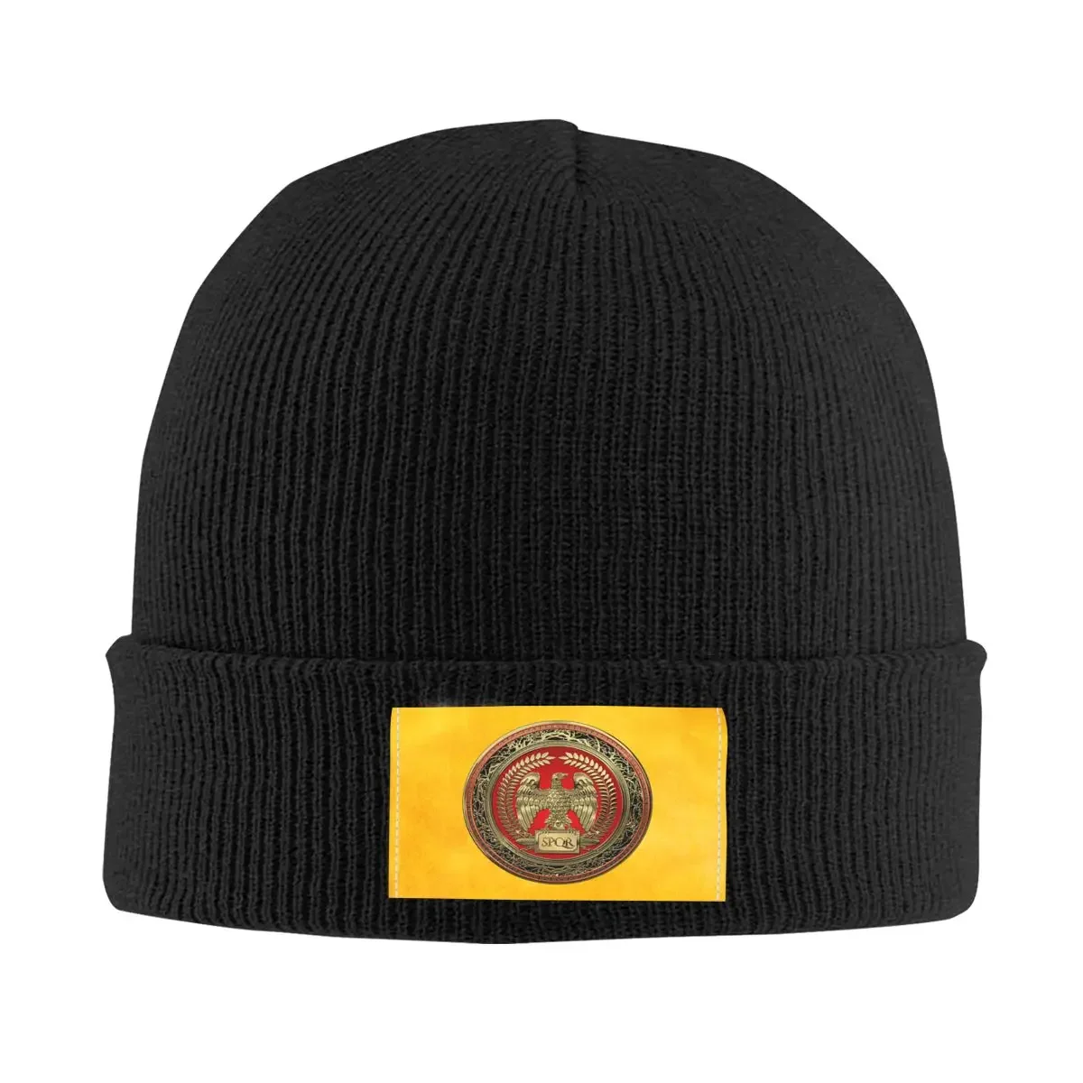 Rome SPQR Gold Roman Imperial Eagle Skullies Beanies Caps For Men Women Unisex Fashion Winter Warm Knitted Hat Adult Bonnet Hats