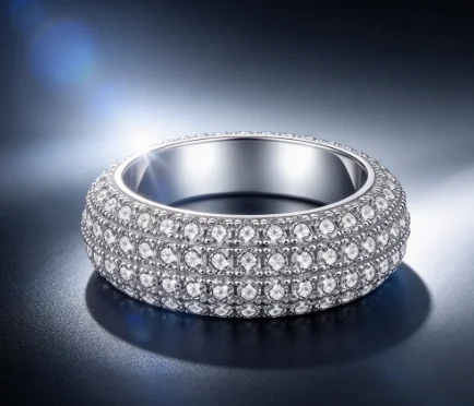 solid platinum PT950 Hip Hop Full Diamond Ring Unisex Medium European and American Popular Ring Giving gift for friend