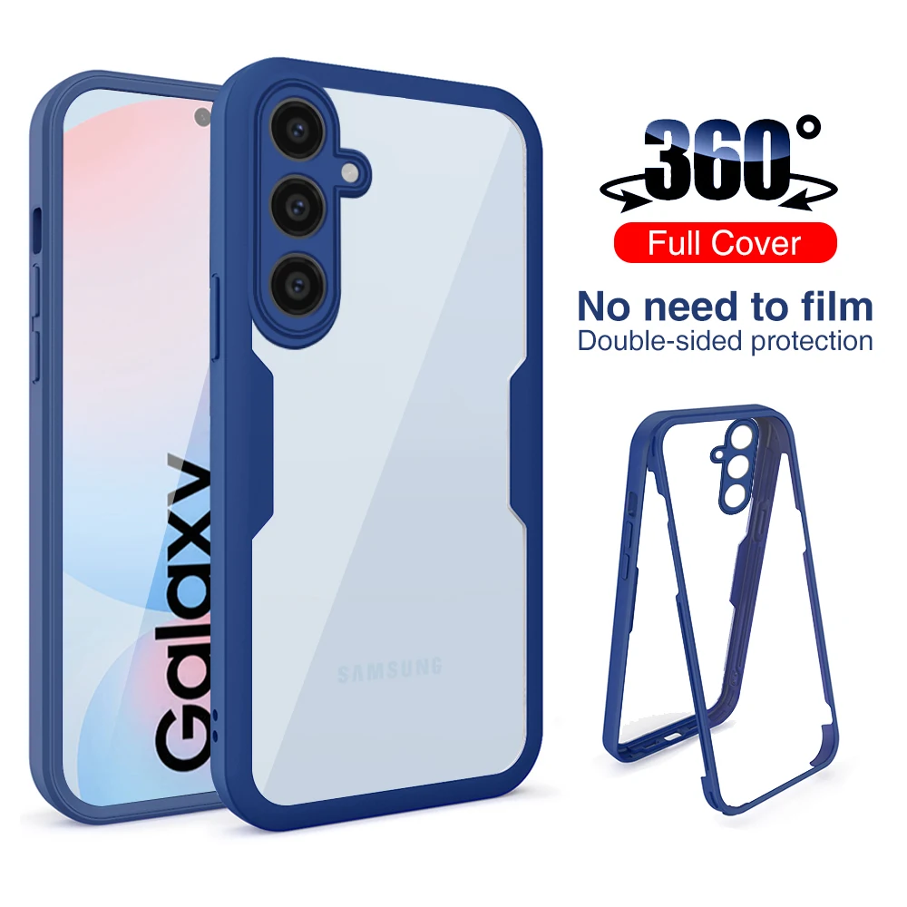 360° Full Body Clear PET+PC Protection Case For Samsung Galaxy S24 FE 5G Double-Sided Shockproof Coque Samung S24FE S 24 FE 24FE