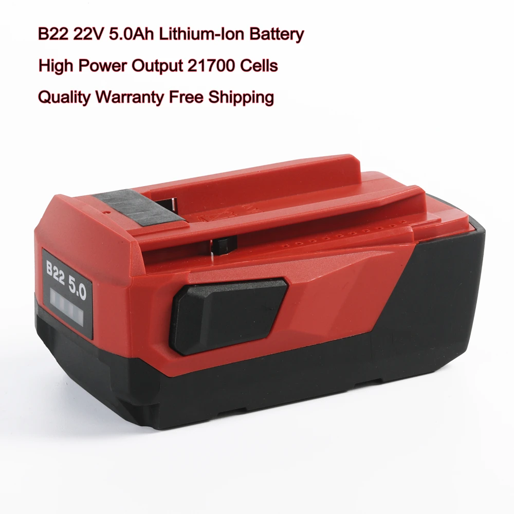 New 22V 5.0Ah Replacement Lithium-Ion Akkupack for Hilti 21.6V 22V Cordless Tools Hammers Drills for Hilti B22 22V Power Tools