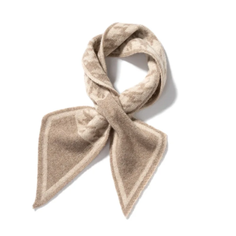 High Quality Cashmere Neck Spring And Autumn Women\'s Warm Scarf Double Sided Jacquard Plaid Triangle Bow Tie Scarf