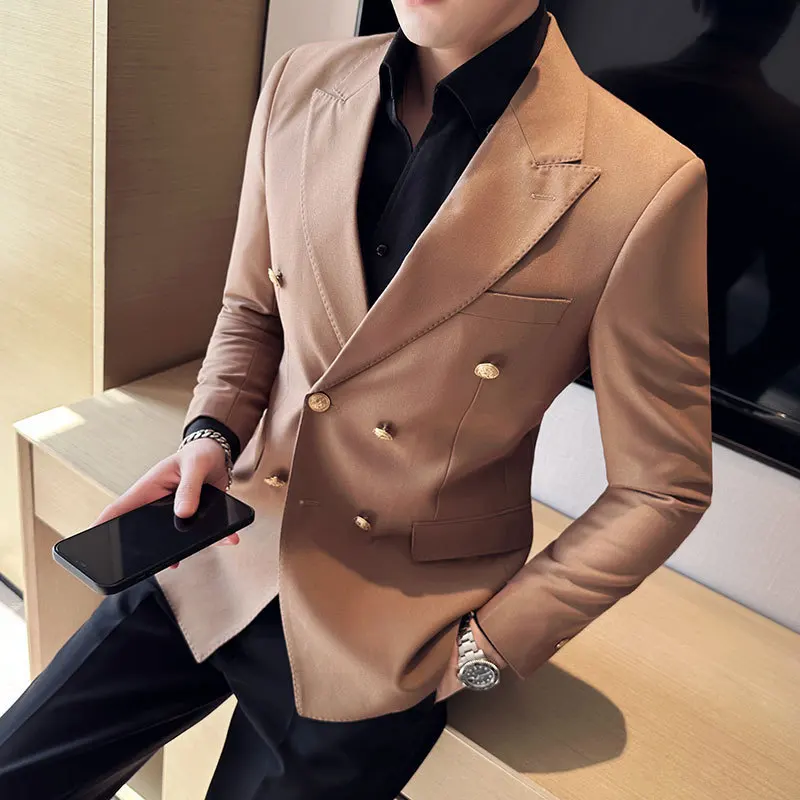 Jane-28 Gao Qiqiang Suit New Men's Tuhao Gold Suit Jacket Slim-fit Double-breasted Boggles Single Western Top Suit