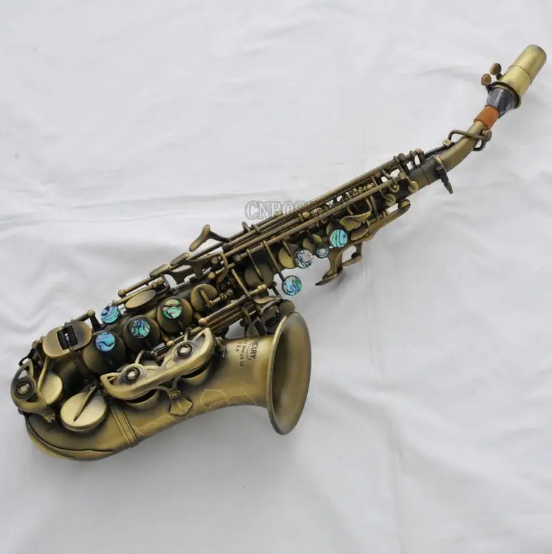 

Expert Antique New Curved Soprano Saxophone sax High F# ltalian pad W/Case