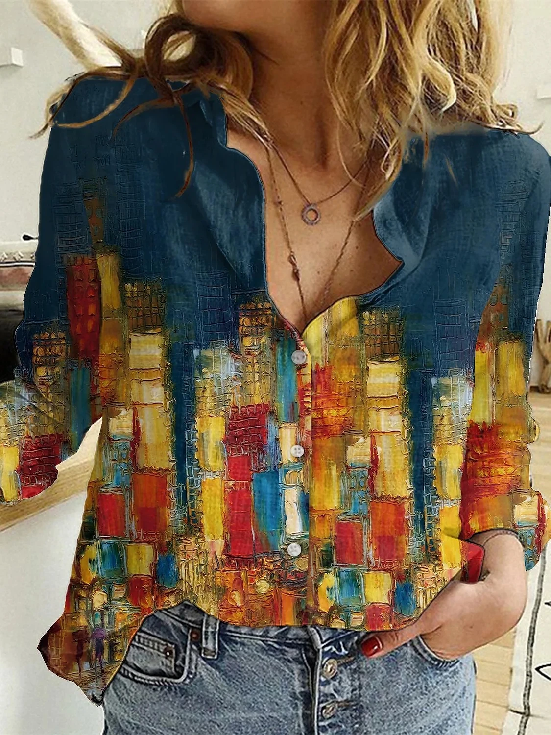 Temperamento solto blusa moda casual mulher camisa elegante manga longa camisa mulher férias fim de semana topo