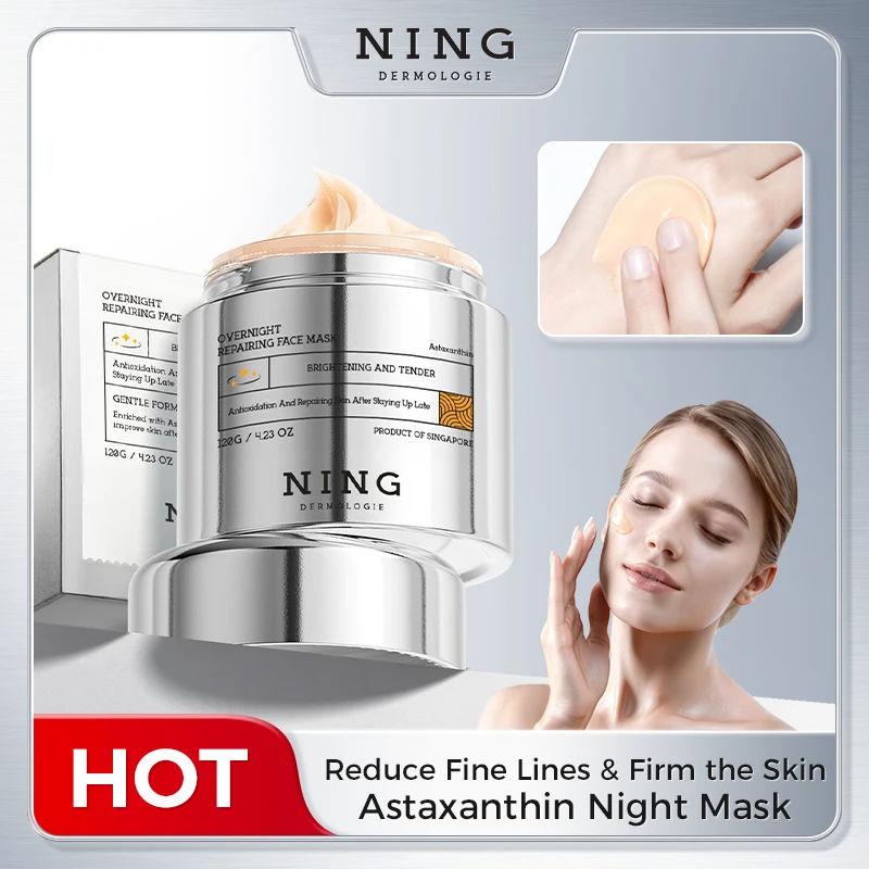 

Astaxanthin Overnight Glow Face Mask Anti-Aging Brightening Firming Moisturizing Night Cream with Niacinamide & Ectoin