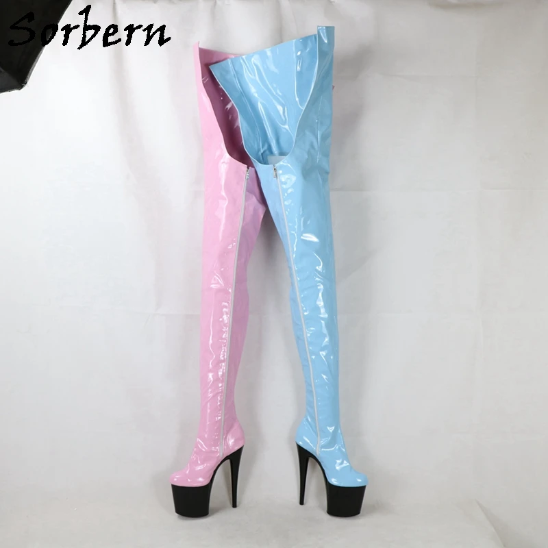 Sorbern Crotch Thigh Boots Women 75-80Cm Long Shalft 20Cm High Heel Women Platform Shoes Fetish Stripper Heels Custom 15Cm 17Cm