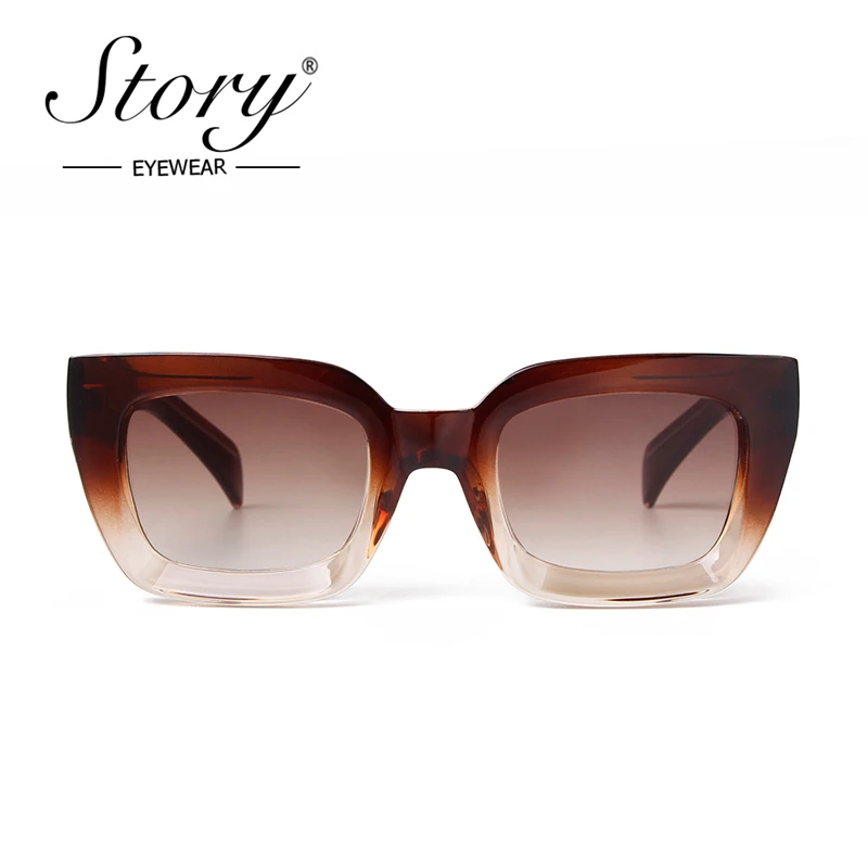 STORY Retro Thick Frame Square Sunglasses Women Men Fashion TR90 Metal Core Insert Sun Glasses Chunky Punk Shades UV400 S28080M