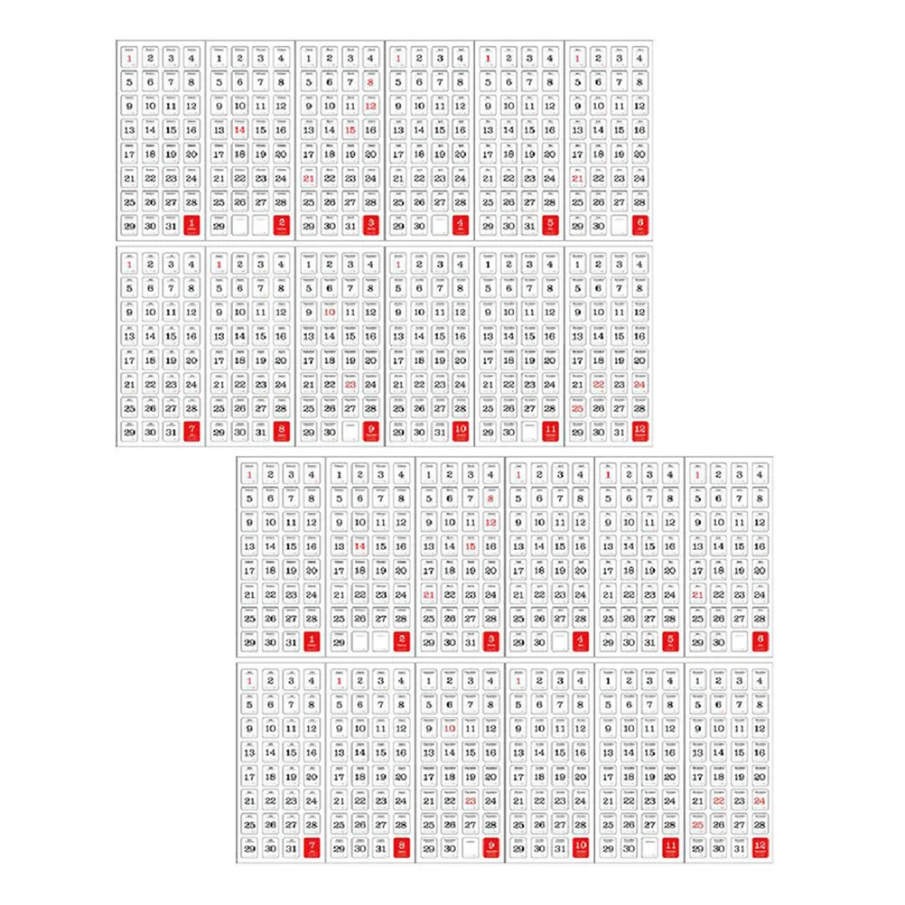 24 Sheets Days Daily Calendar Reminder Sticker Calendar Stickers Aesthetic Tabs Paper Notebook Presentation Diary Label