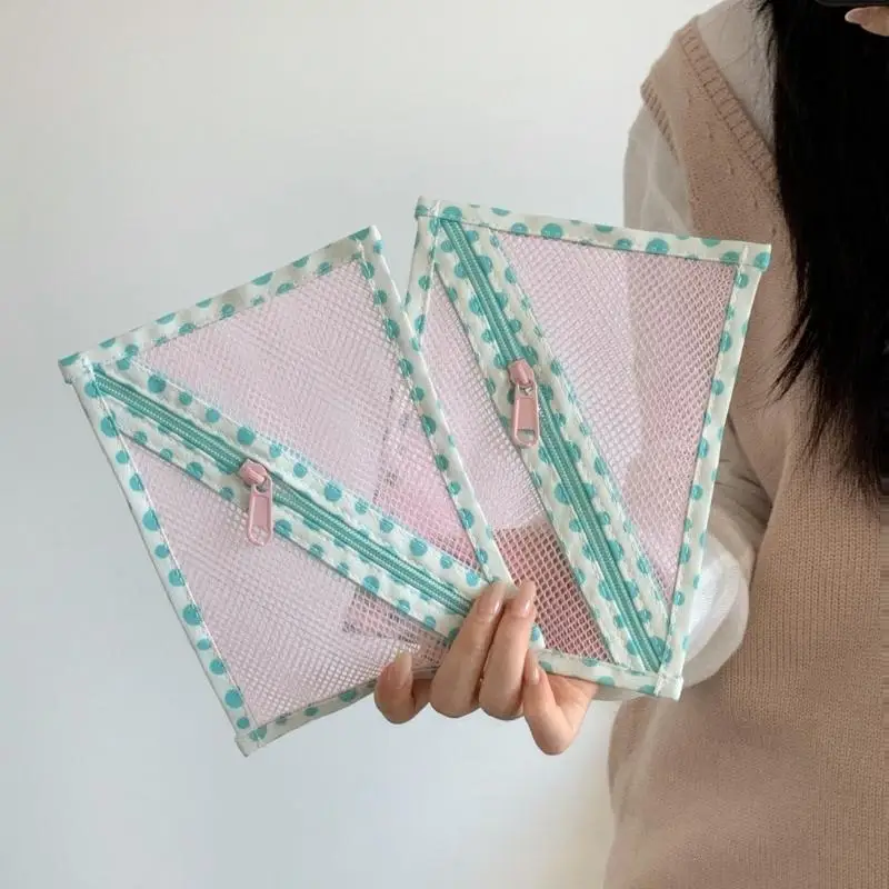 Portable Dopamine Color Mesh Cosmetic Bag Women Travel Makeup Toiletry Storage Pouch Organizer Cosmetic Spare Parts