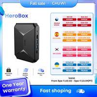 CHUWI Herobox Mini PC Intel 12th Gen N100 Quad Core 8GB RAM 256G SSD WiFi 6 BT5.2 Gigabit Ethernet VESA Up to 2TB SSD Windows 11