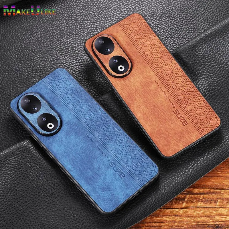 Leather Case for Honor 90 Pro Case Ultrathin Cube Pattern Full Protect Cover for Honor 70 60 50 80 90 Pro SE 80SE 60SE 50SE Case