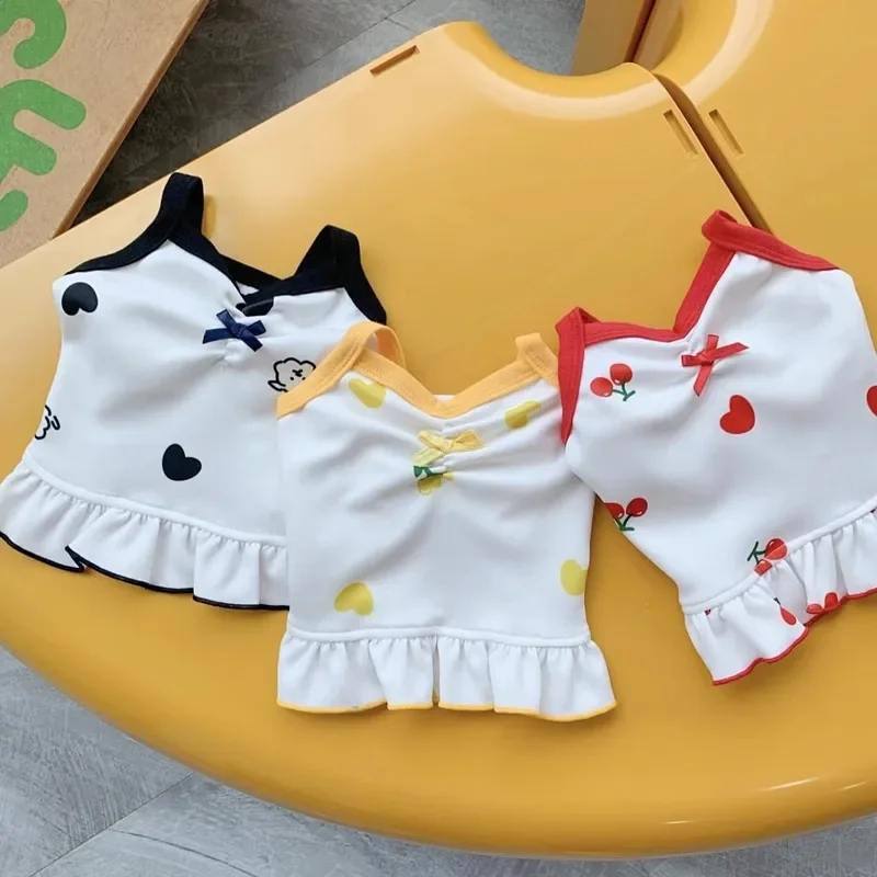 

Korean version of spring and summer dog medium and small dog breathable skirt love waist suspender cat dress pet clothes