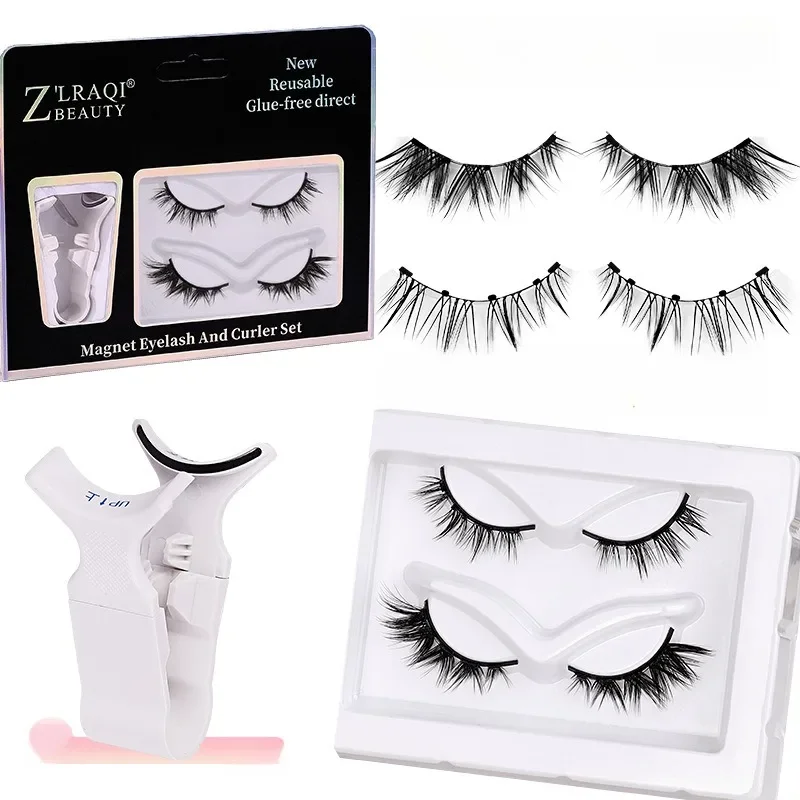 European and American Magnetic Suction False Eyelashes Without Glue Thick One Piece Magnet Two Pairs of Sets Simple Convenient