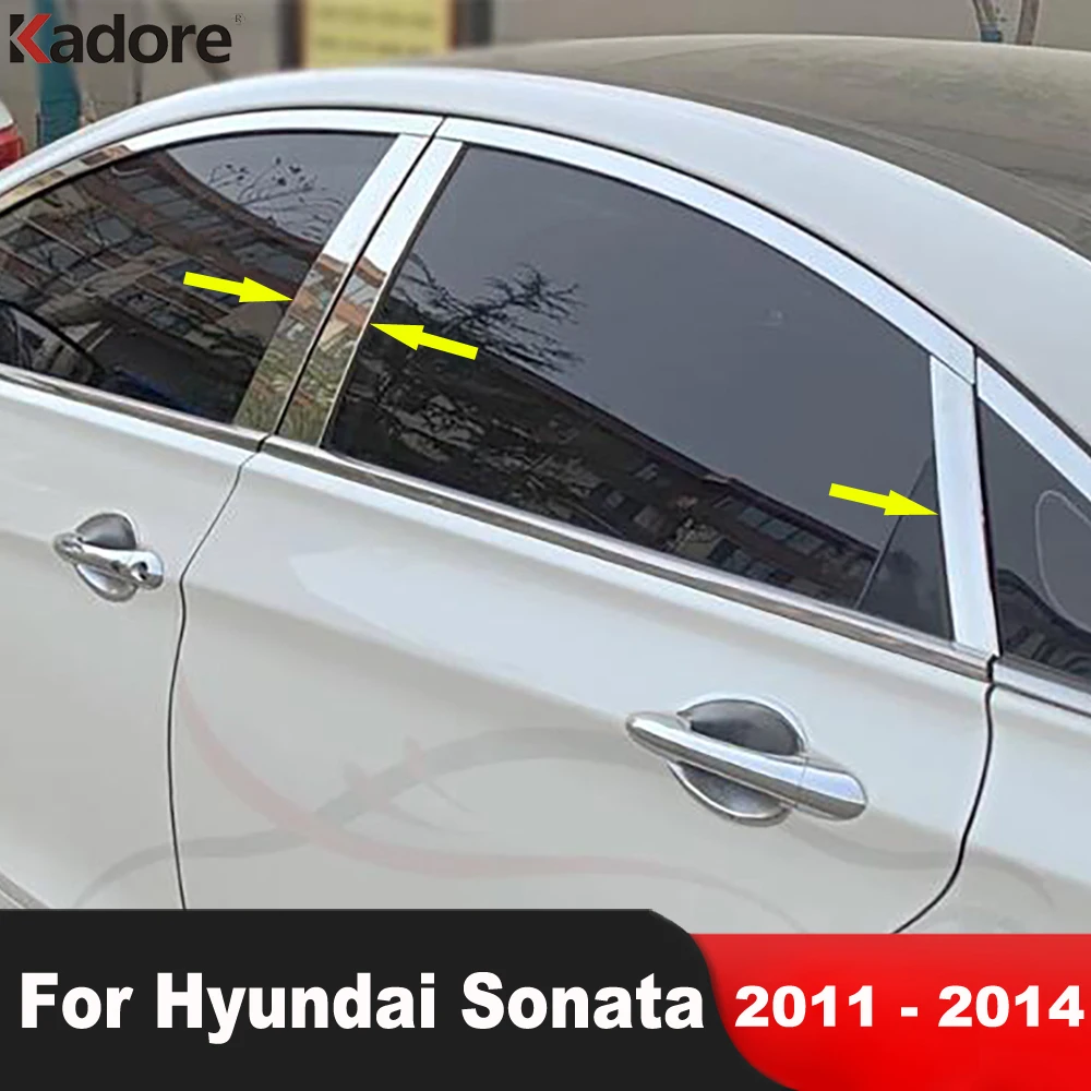 

Для Hyundai Sonata 2011 2012 2013 2014, нержавеющая сталь, оконная центральная стойка автомобиля, крышка стойки, накладка, молдинг, декоративные полоски, аксессуары