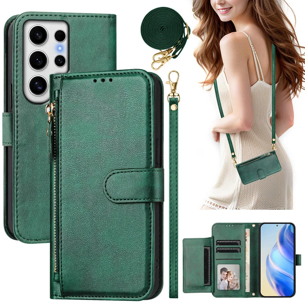 

S25 S24 S23 S22 Ultra 5G Flip Case For Samsung Galaxy S25 Edge Zipper Wallet Leather Funda For Galaxy S24 FE S 23 22 Plus Etui