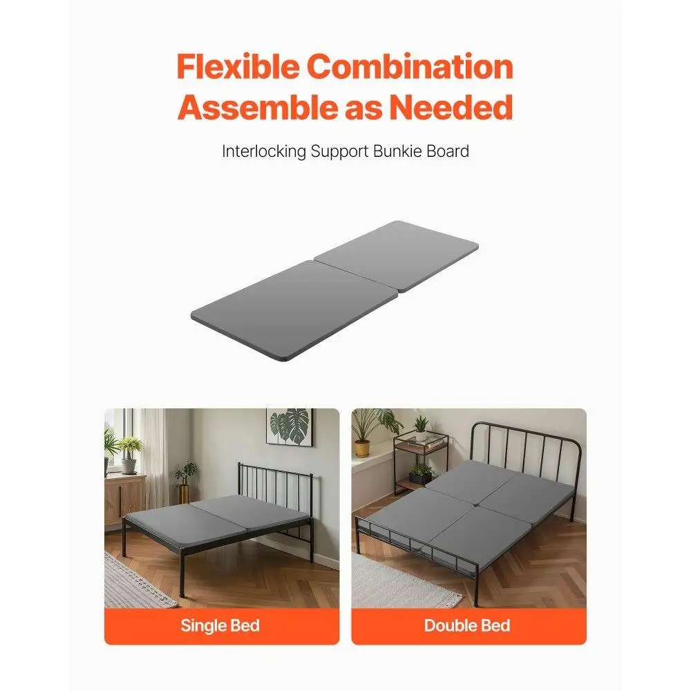 for full Size Bunkie Board Wooden Mattress Support Slats 1.5 Inch Thick Easy Assembly Gray 2 Piece Set 200D Oxford Cloth