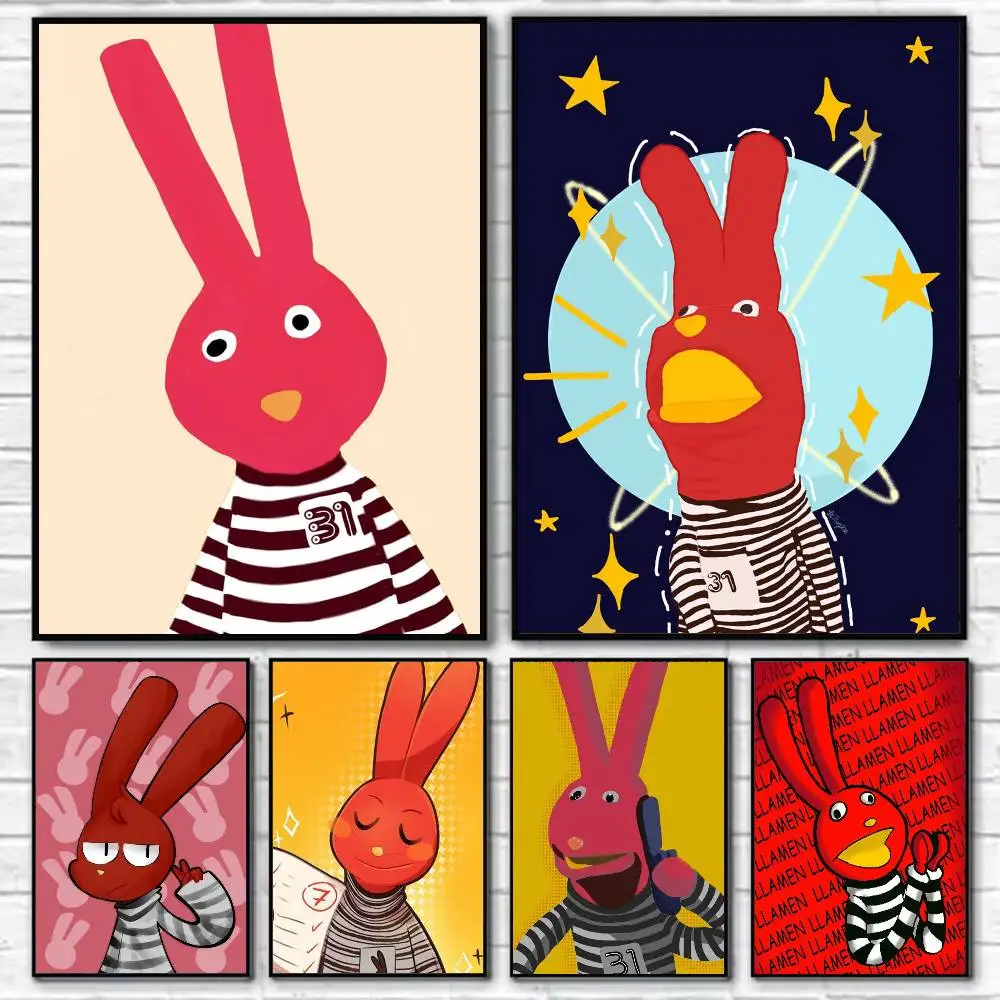 

B-Bodoque 31 M-Minutos Bunny Poster Self-adhesive Art Waterproof Paper Sticker Coffee House Bar Room Wall Decor