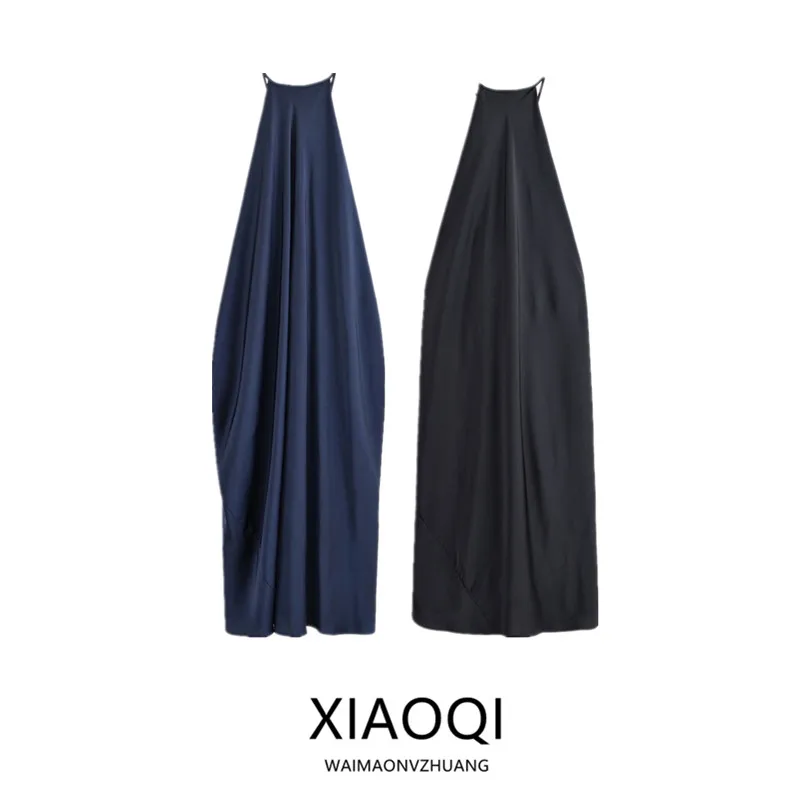 Summer New Arrival Women's Long Svel Silk Satin Feel Dr Versatile High Waist A-Line Gown Commute Sle  Color