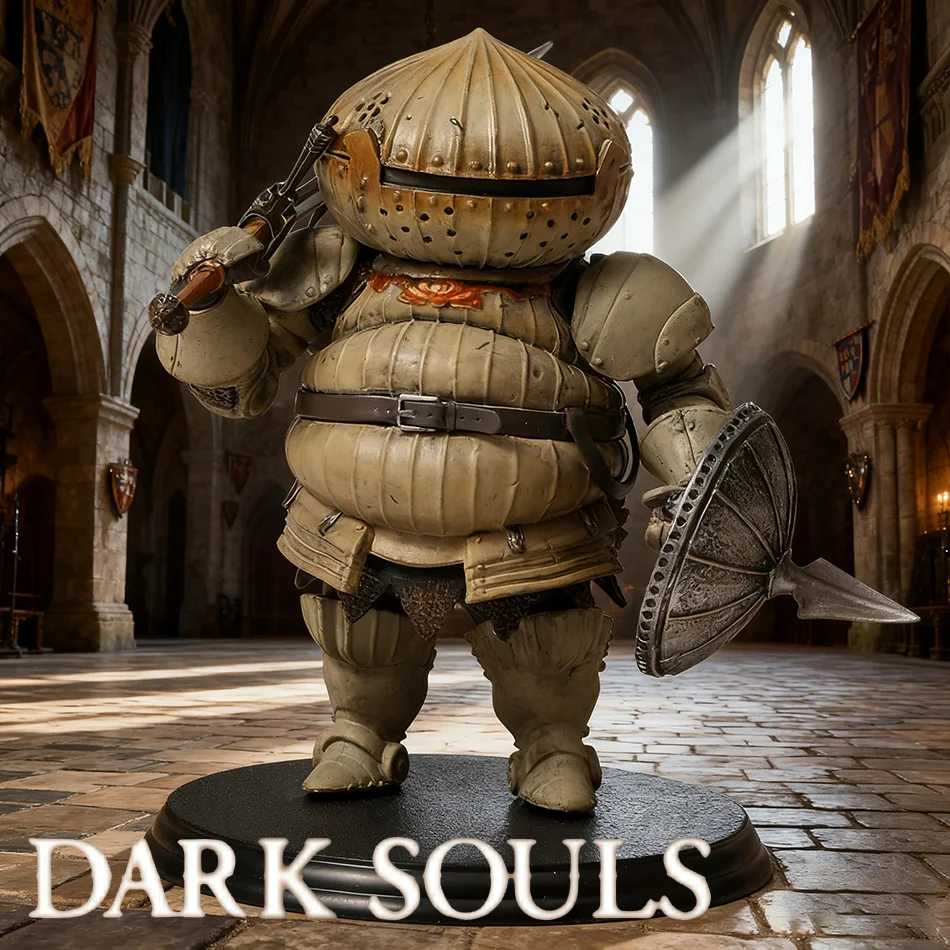 Dark Souls Siegmeyer Caballero Negro Faraam Artorias Bonfire Figura de PVC con luz LED - Juguete de modelos coleccionables para regalos de cumpleaños