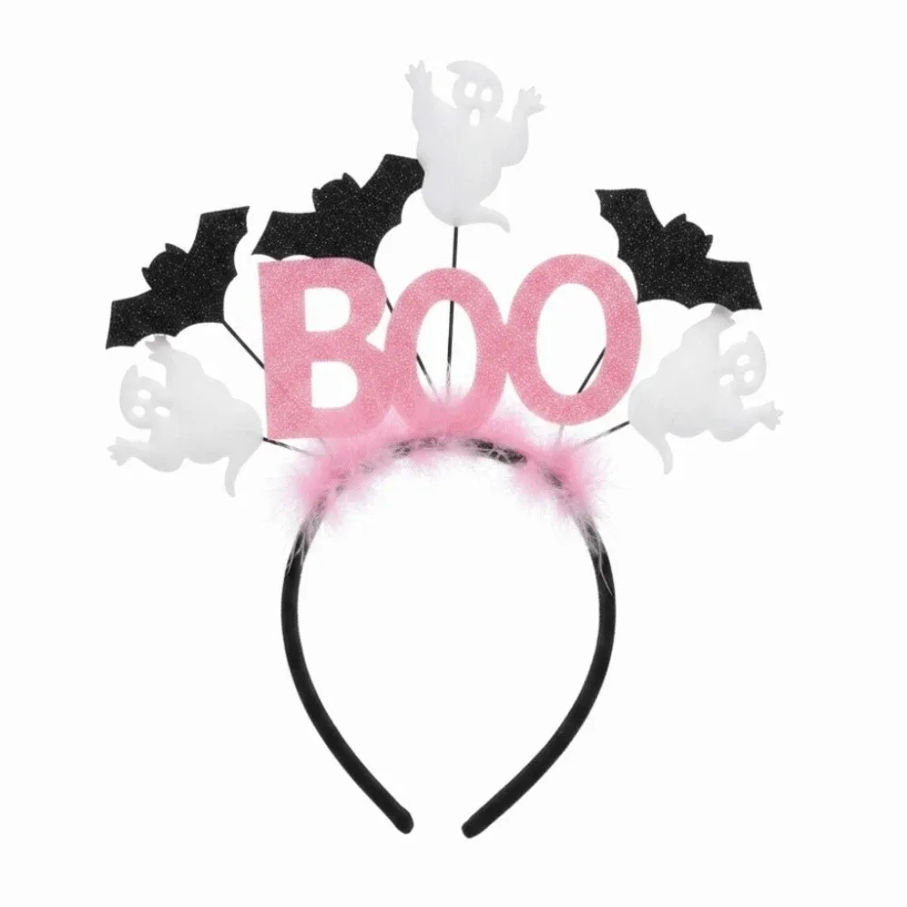 

Shiny Glitter Halloween Boo Headband Bat Wings White Ghost Festival Headpiece High Elastic Fine Details Party Hair Accessories