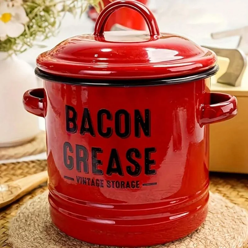 

Enamel Oil Can Set, Bacon Oil Can, Can Withstand High Temperatures And Be Placed Directly Over Fire, Outdoor Cooking Gear,