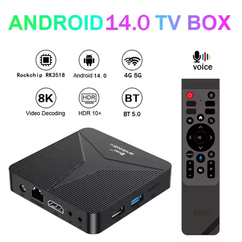 TV98 ATV RK3518 TV Box Android 14 Smart iptv 4G 5G Wifi6 BT5.0 8K 4K Ultra HD Voice remote Set Top Box Android Box 8GB 128GB