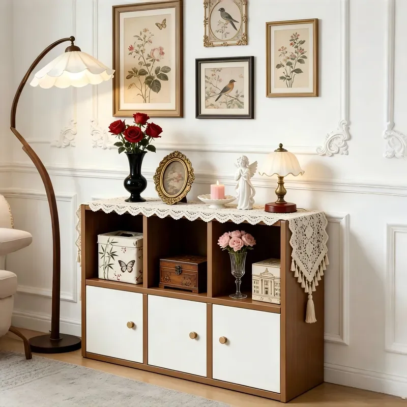 Open Display Storage Cabinet Living Room Side Table Sofa Low Console Wall Mounted Floor Locker Household Bookcase Shelf