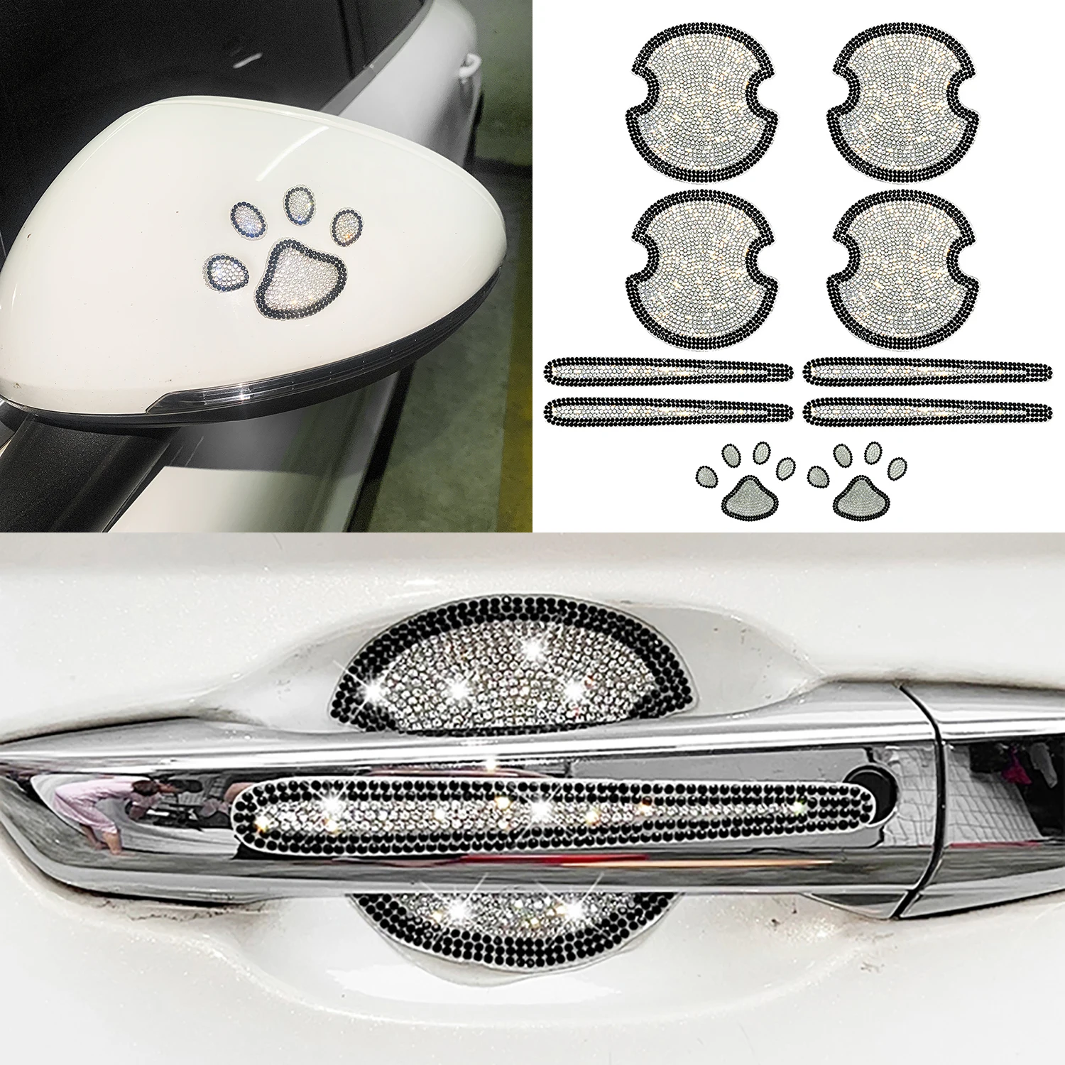 

10pcs Car door handle, door bowl sticker, reverse rearview mirror, body door handle, anti scratch, masking film