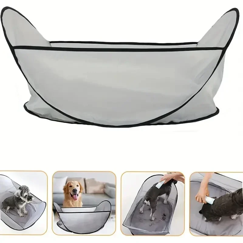 Easy Dog and Cat Hair Catcher Tent Dog Hair Clipper Bib Waterproof Adjustable Neat Barbering Cape for Easy Trimming and Shaving