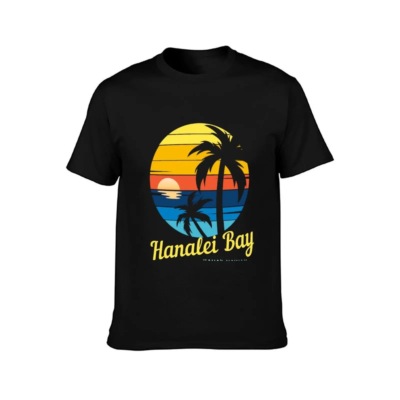 Hanalei Bay - Located on Kaua'i, Hawaii, dramatic mountain scenery, great surfing conditions. T-Shirt, Summer Casual Cotton Tee