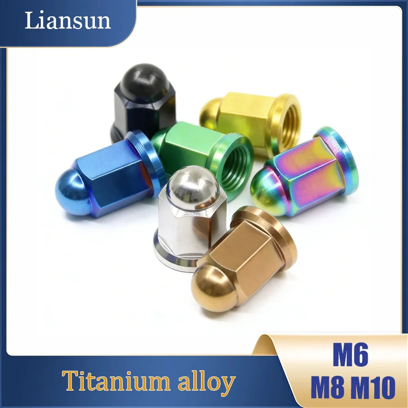 

2-8Pcs Titanium Alloy Nut Cap Nuts M6 M8 M10 Dome Head Flange Locking Nuts for Bicycle Motorcycle Car DIY Accessories