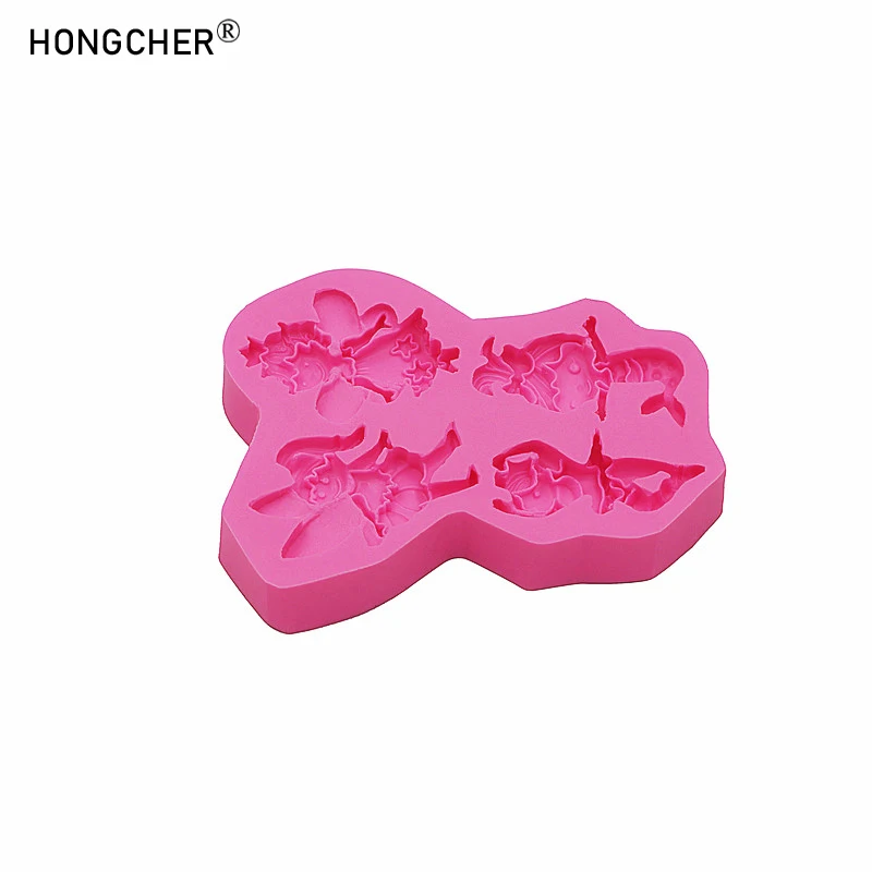 Cartoon beautiful angel girl mermaid DIY resin accessories accessories drip mold chocolate cake dessert decoration silicone mold