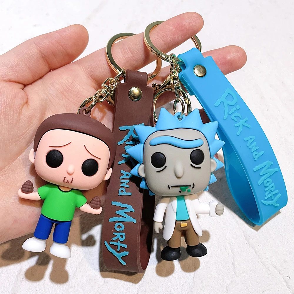 Rick and Morti Dolls Keychains Cartoon Anime Figures Keyrings Fashion Cute Car Bags Pendant Key Holders Kids Birthday Gift 2023