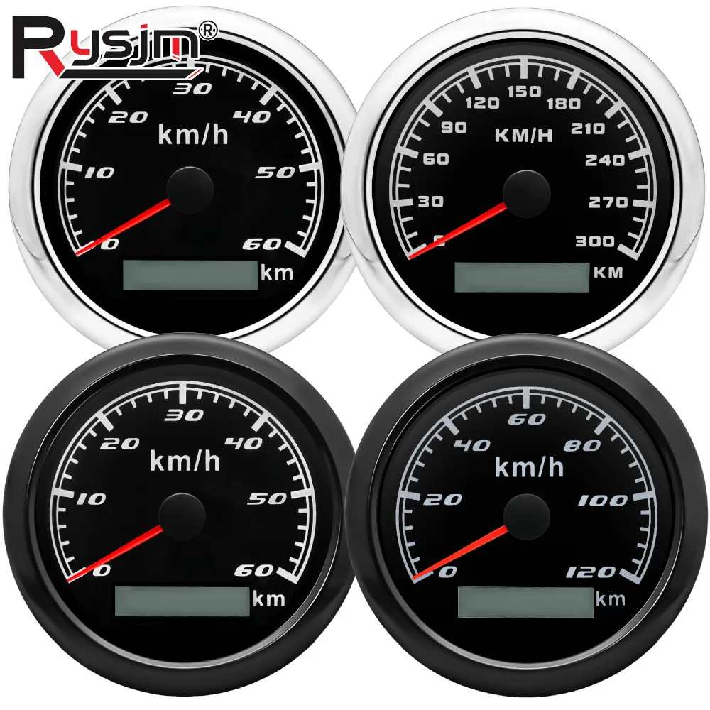7 ألوان LED 60KMH 120kmh 300kmh 85 مللي متر نظام تحديد المواقع عداد السرعة مع هوائي GPS مقياس السرعة متر للدراجات النارية قارب سيارة شاحنة #1