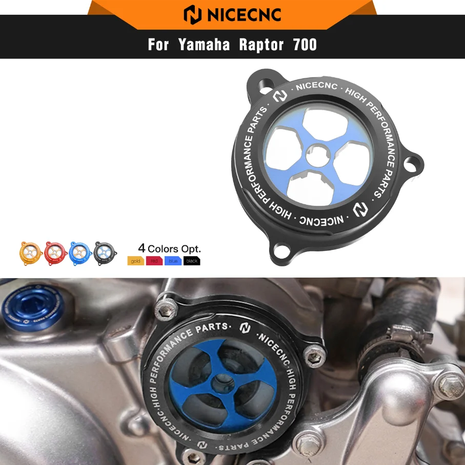 NICECNC Engine Oil Filter Clear Cover Cap Guard For YAMAHA Raptor 700 700R SE YFM700 YFM700R 2009-2026 Aluminum ATV Accessories