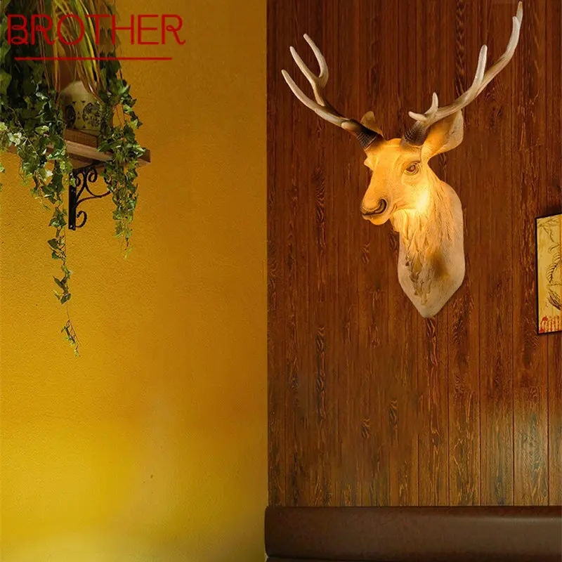 

BROTHER Nordic Wall Sconce Lamps Inside Retro Animal Creative Bedside Lighting For Decor Home Living Bedroom Aisle